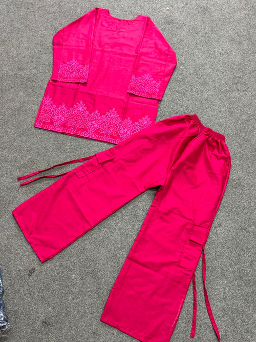 Embroidered Kurta Set – Hot Pink
