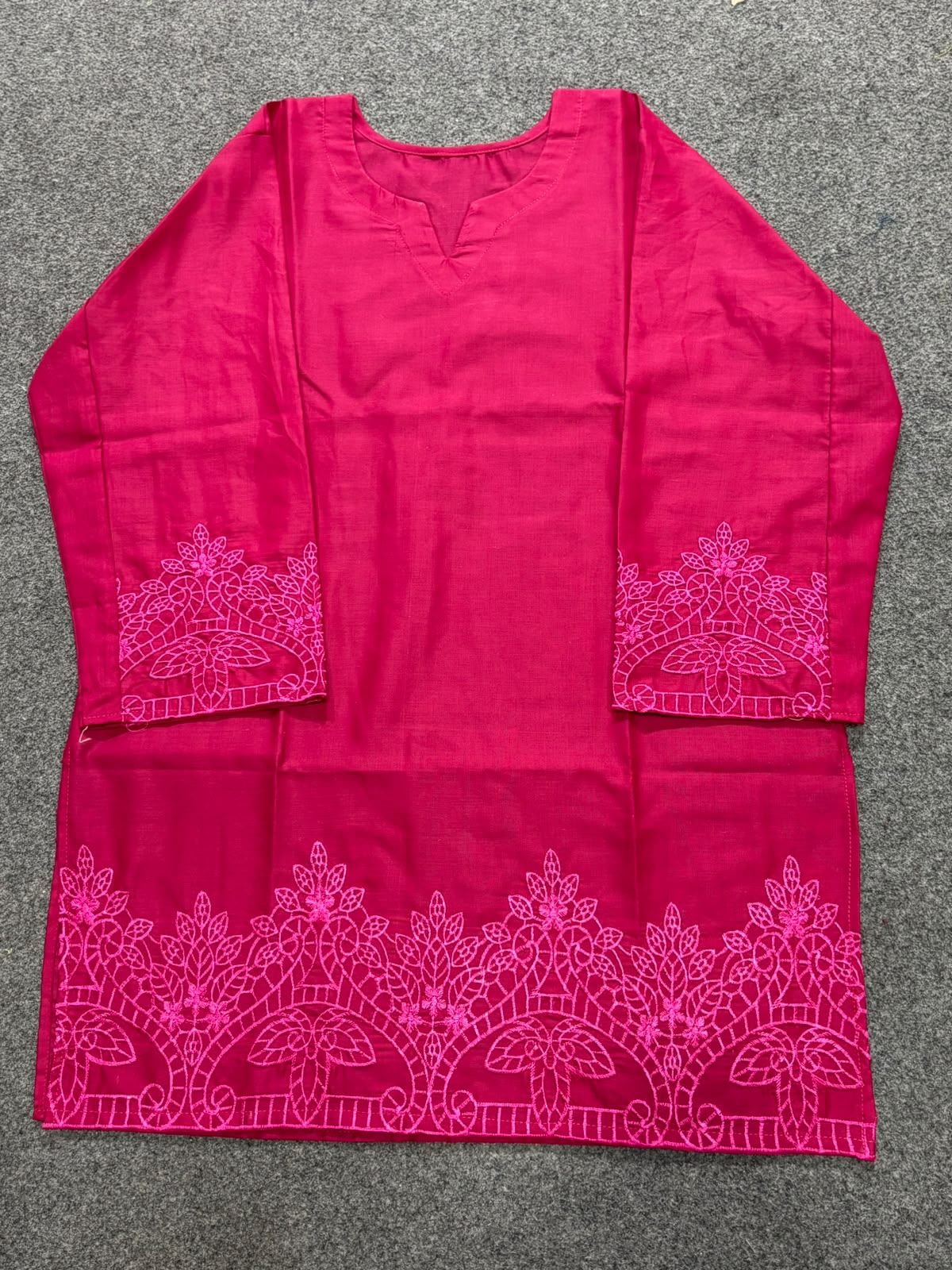 Embroidered Kurta Set – Hot Pink