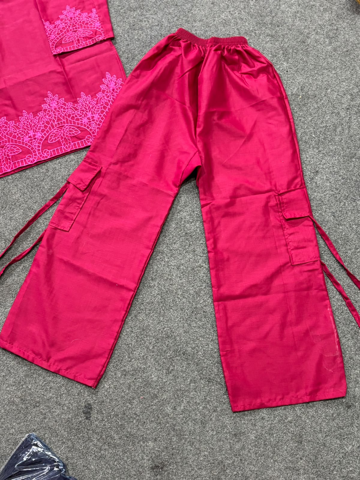 Embroidered Kurta Set – Hot Pink